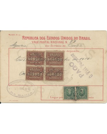 Vale Postal N°79 agencia de Caetité - Bahia,de 21/10/1916 - 12.752