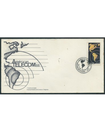 Fdc 446/1988 Américas Telecom 88 carimbo RJ 14.104