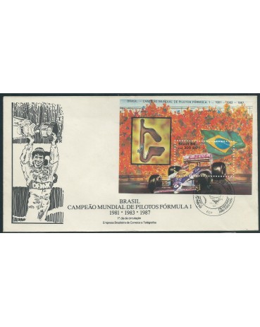 Fdc 442/88 Fórmula I - Piquet - Bloco ,carimbo RJ 14.105
