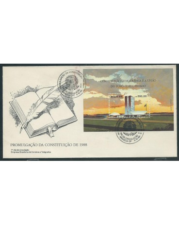 Fdc 453/88 B-77 Promulgação da Constituição de 1988, carimbo de  DF 14.107