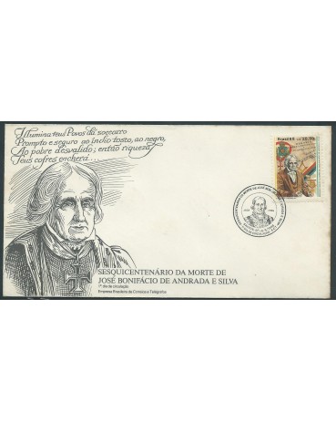 Fdc 443/88 José Bonifácio,carimbo Santos - SP 14.112 com manchas