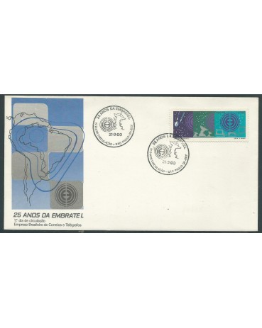 Fdc513/90 25 Anos da Embratel Carimbo SP 14.117 contém leves manchas