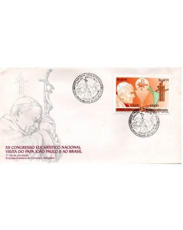 Fdc 540/91 Visita do Papa  João Paulo II Carimbo Natal - RN  e Salvador - BA 14.123