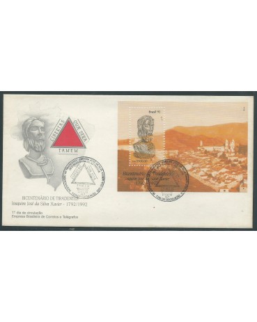 Fdc 560/92 Bicentenário de Tiradentes, Carimbo DF  Bloco 91 14.125