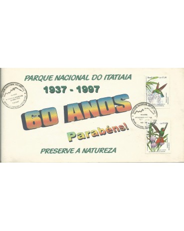 1997 Envelope do Parque Nacional do Itatiaia 1937-1997, com dois carimbos e selos 15.400
