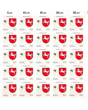 Alemanha Bundespost 1993/ folha om 25 selos novos com goma, sem marcas de charneira 15.722