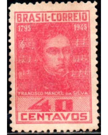 C204 Filigrana "M vertical" 150 Anos do Nasc. de Francisco Manoel da Silva, Autor do Hino Nacional,15.819 Novo