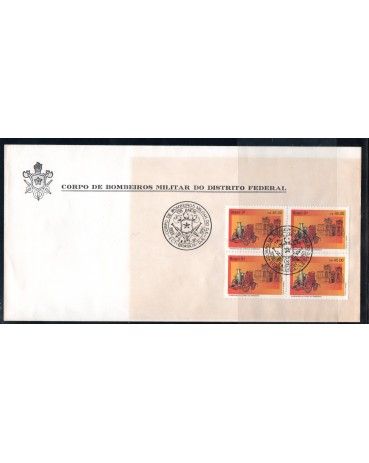 1991 Brasil 1991 Envelope com carimbo e quadra comemorativos do Corpo de Bombeiros do D.F. 17.039