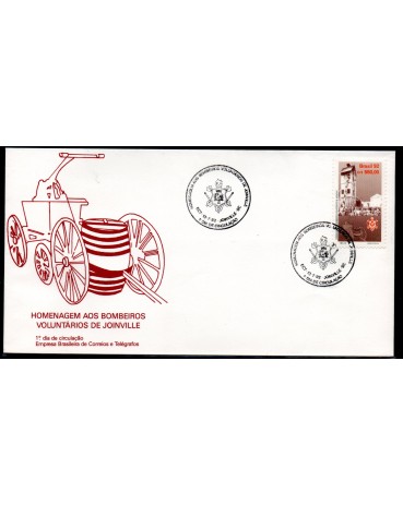Brasil Fdc 569 1992 Envelope em homenagem aos Bombeiros de Joinville - SC , carimbo de 13.7.92,18.226