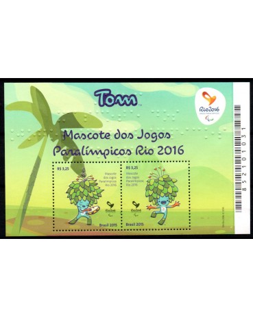B188 Mascote dos jogos Paralímpicos Rio 2016 Tom, Mint 18.961 