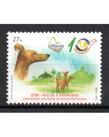 2006 - 1609 Angola 2006 27 kwanzas Lubrapex 2006 Rio de Janeiro 30.10. a 5.11 X Aniversário dos Países de Língua Portuguesa  (Cachorro) 18.987 M
