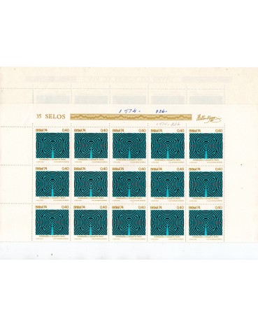 1974 Folha do selo C836 Homenagem aos meios de comunicação> Rádio, algarismos com caneta acima.20.035  M