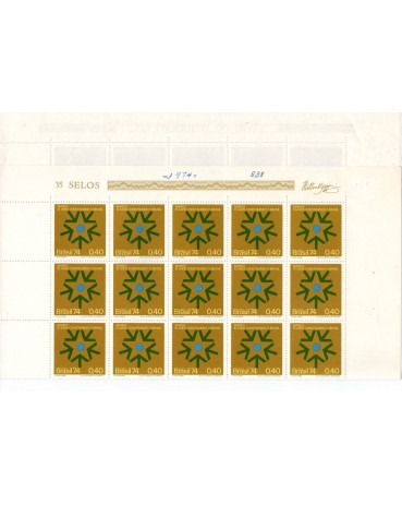 1974 folha do selo C838 10 anos da revolução de 1964, contém algarismos com caneta como a imagem 20.037 M