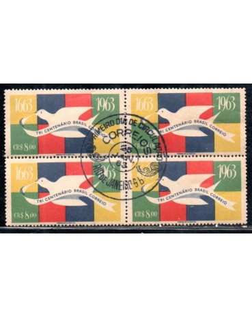 1963 C484 Tricentenário dos correios do Brasil, carimbo 1° dia  RJ  20.046 com goma M