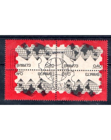 1973 C795 Quadra dia do selo CBC Salvador, carimbo invertido, perfeita,goma, valor do catálogo 50ufs, R$175,00 - 20.123