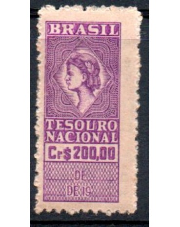 Tesouro Nacional Cr$200,00 violeta, novo com goma 20.172