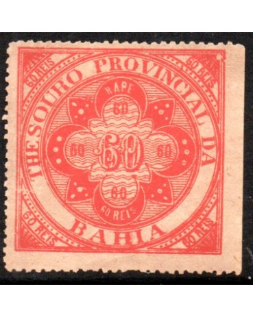 18 - Imposto sobre o Rapé, Thesouro Provincial da Bahia, 60 réis vermelho 20.179