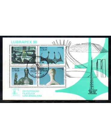 1990 B87 Lubrapex 90, XIII Exposição Luso-Brasileira CBC - DF Dia dos Correios,  novo  22.275