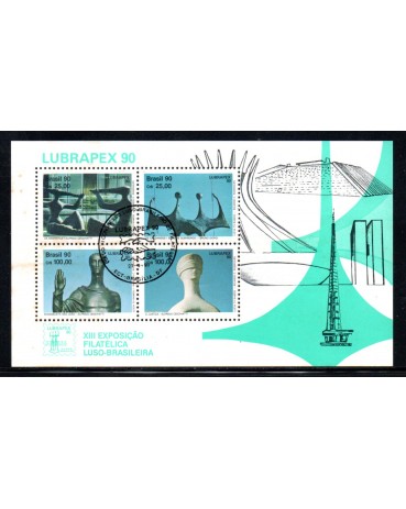 1990 B87 Lubrapex 90, Exposição Filatélica Luso-Brasileira, CBC-DF, dia do Congresso Luso-Brasileiro de Filatelia, novo 22.283