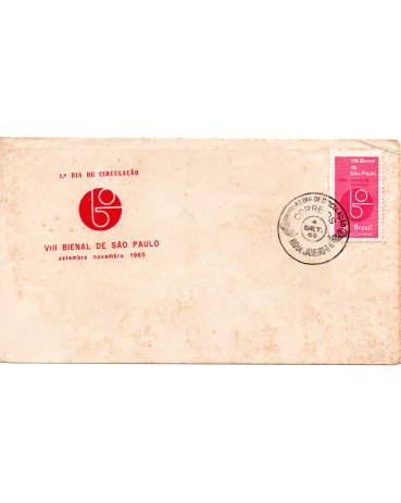 1965 FDC001-1965 Oitava Bienal de São Paulo, Set a Nov de 1965, manchas escuras,22.512