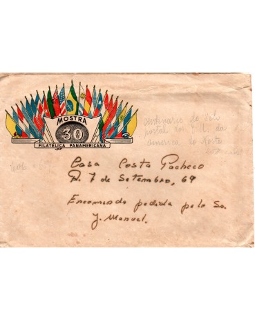 1946 Envelope da Mostra Filatélica Panamericana , circulado sem selo,22.628