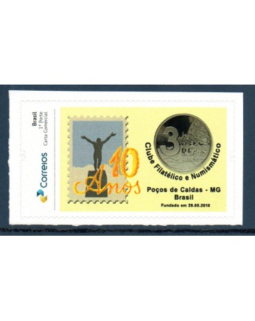 PB174 Clube Filatélico e Numismático de Poços de Caldas - MG, 10 anos, mint  23.333