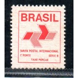 R668/1989 Comprovante de Franqueamento "Tarifa Postal Internacional 1º Porte  Via Aérea Série B. vermelho e bege 23.415