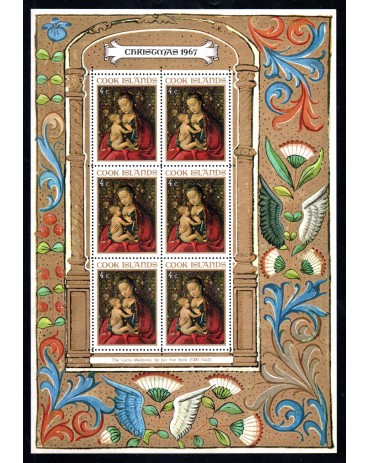 Natal Ilhas Cook Natal 1967 4c, bloco com seis selos 24.024 mint