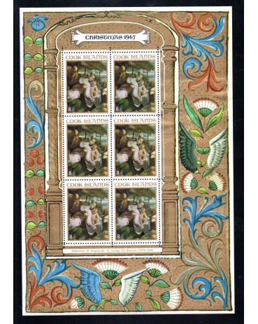 Natal Ilhas Cook, natal 1967, 8c  bloco com 6 selos 24.025 mint