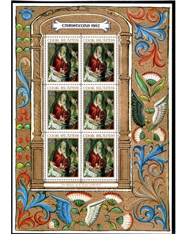 Natal Ilhas Cook Natal 1967,15c bloco com seis selos 24.026 mint