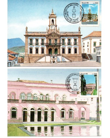 1985 Máximos Postais 120/121 Série Museus da Inconfidencia e Itamaraty 24.193