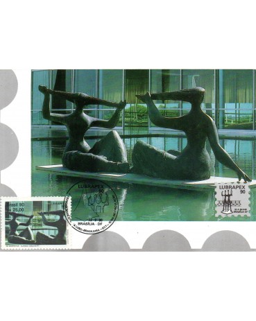 1990 Máximo Postal Oficial 145 Lubrapex 90 Escultura "Banhistas" 24.202