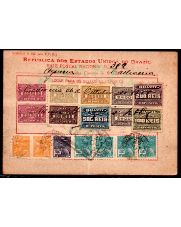 Vale Postal Nº302 em Cachoeira - Bahia Pela Cia Souza Cruz 11/11/1937 - 24.312 corte no canto esquerdo acima