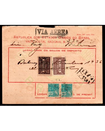 Vale Postal N°2301 em Caravelas-Bahia no dia 18/09/1939 - 24.317 - veja defeito acima