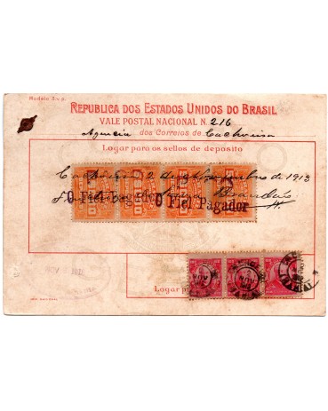 Vale Postal N°216 emissão em Cachoeira-Bahia em 02.11.1913 - 24.321