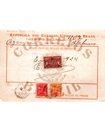 Vale Postal N°407 de Itabuna-Bahia no dia 09/10/1924 - 24.362 pequeno corte no canto esquerdo abaixo