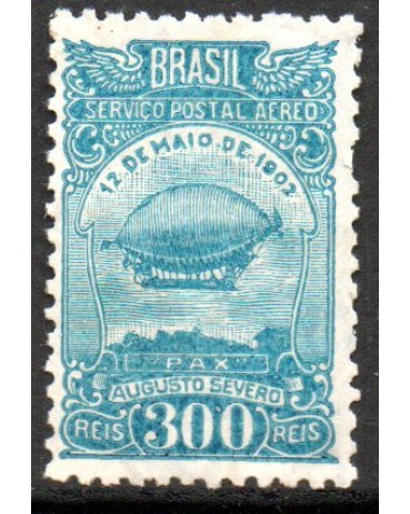A019 Aeronáutica Dirigível de Augusto Severo 24.706 M, sem goma 
