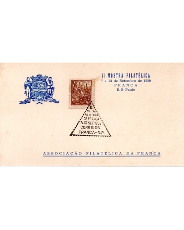 1959 II Mostra Filatélica de Franca - SP 24.969 Raro, com selo regular