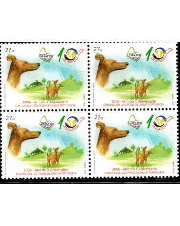 2006 - 1609 Angola 27 kwanzas Lubrapex 2006 Rio de Janeiro 30.10. a 5.11 X Aniversário dos Países de Língua Portuguesa (Cachorro) 25.211 M
