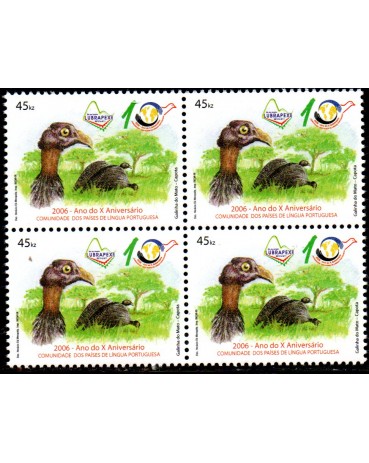 2006 - 1611 Angola 45 kwanzas Lubrapex 2006 (30.10. a 05/11) Rio de Janeiro, X Ano do X Aniversário da comunidade de Países de Língua Portuguesa (Galinha do Mato-Capota ou Saqué) 25.213 M