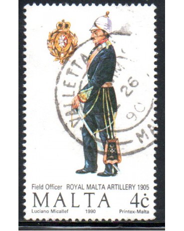 Malta 1990 Artilheiro 25.232 Carimbado 
