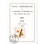 1980 Folhinha Comemorativa  IV Centenário do Nascimento de São Vicente de Paulo 25.379