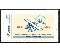 PB193 SELO PERSONALIZADO 90 ANOS DA PRIMEIRA TRAVESSIA DO ATLÂNTICO COM CORREIO POSTAL, AUTOADESIVO - 2021 - 25.438 MINT