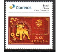 PB195 SELO PERSONALIZADO IBRACHINA - ANO NOVO CHINÊS 2021, GOMADO - 2021 - 25.440 MINT