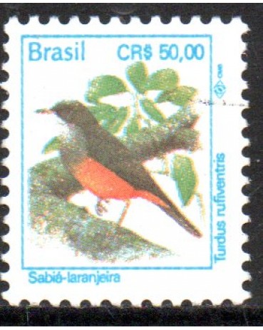 R702 Pássaros Urbanos - Sabiá-Laranjeira -  Cruzeiro Real 25.444 Mint