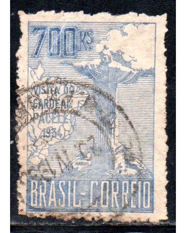1934 C81 - 300 réis Visita do Cardeal Pacelli (Pio XII) 3ª Tiragem 3ª Coluna 25.509 Carimbado