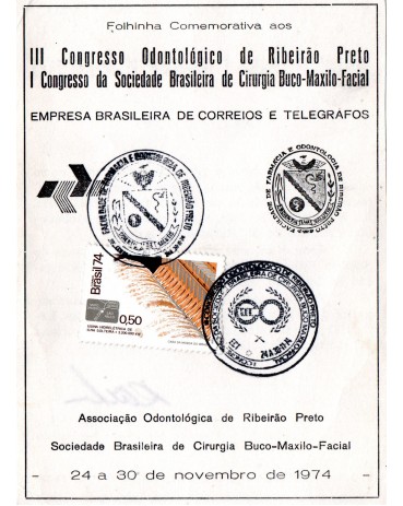 1974 Folhinha Comemorativa "III Congresso Odontológico de Ribeirão Preto - SP"  Assinatura No Verso25.579