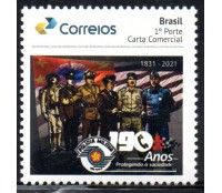 PB197 SELO PERSONALIZADO 190 ANOS DA POLÍCIA MILITAR DE SÃO PAULO, GOMADO 25.615
