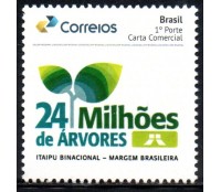 PB198 SELO PERSONALIZADO ITAIPU BINACIONAL - 24 MILHÕES DE ÁRVORES, GOMADO 25.616