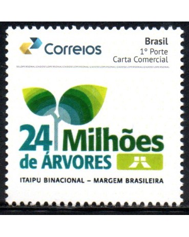PB198 SELO PERSONALIZADO ITAIPU BINACIONAL - 24 MILHÕES DE ÁRVORES, GOMADO 25.616